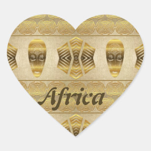 Goldenes Afrika. Goldenes Muster der Stammes- Herz-Aufkleber