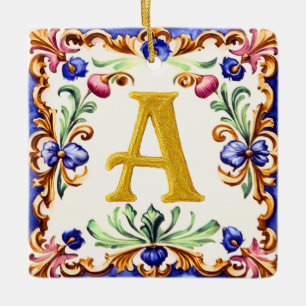 Goldenes Alphabet – Buchstabe A Keramikornament