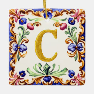 Goldenes Alphabet – Buchstabe C Keramikornament