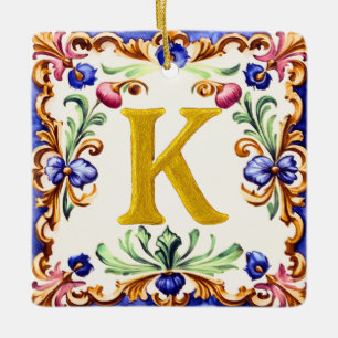 Goldenes Alphabet – Buchstabe K Keramikornament