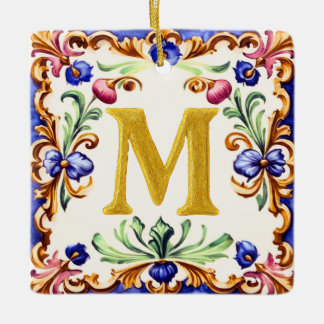 Goldenes Alphabet – Buchstabe M Keramikornament