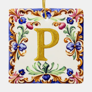 Goldenes Alphabet – Buchstabe P Keramikornament