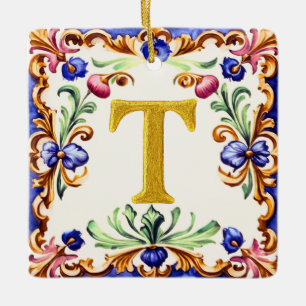 Goldenes Alphabet – Buchstabe T Keramikornament