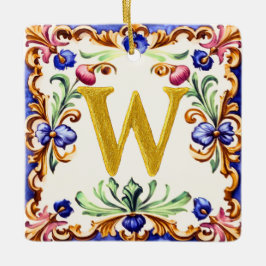 Goldenes Alphabet – Buchstabe W Keramikornament