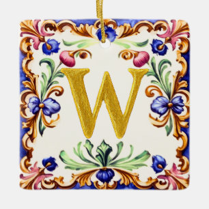 Goldenes Alphabet – Buchstabe W Keramikornament