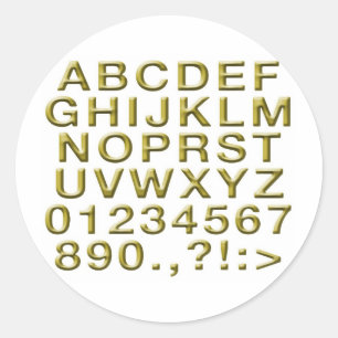 Goldenes Alphabet Runder Aufkleber