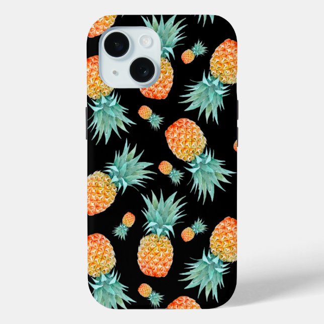 Goldenes Ananas-Muster auf schwarz | Custom Case-Mate iPhone Hülle (Rückseite)