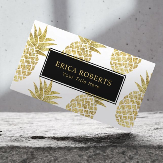 Goldenes Ananas Muster Modernes tropisches Visitenkarte (Von Creator hochgeladen)