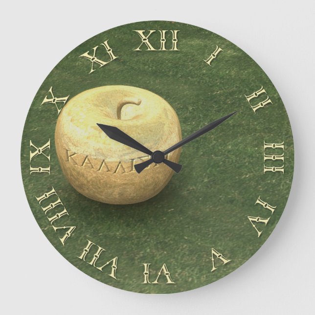 Goldenes Apple Große Wanduhr (Vorderseite)