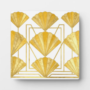 Goldenes Art Deco Fächer-Muster Fotoplatte