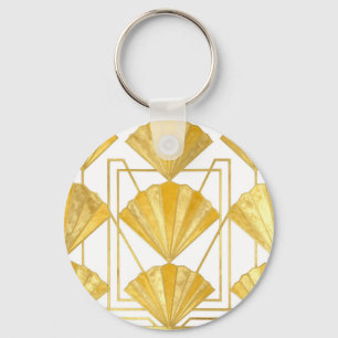 Goldenes Art Deco Fächer-Muster Schlüsselanhänger