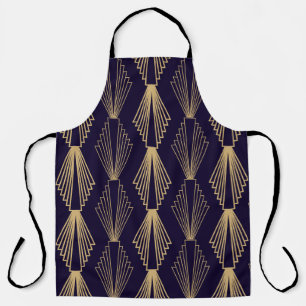 Goldenes Art Deco-Muster. Nahtloser dunkelblauer H Schürze