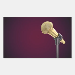 Goldenes Audio-Mikrofon Rechteckiger Aufkleber