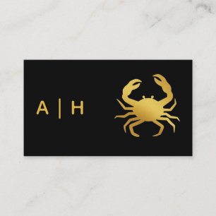 Goldenes Aussehen - Krebs Sternzeichen -Monogramm  Visitenkarte