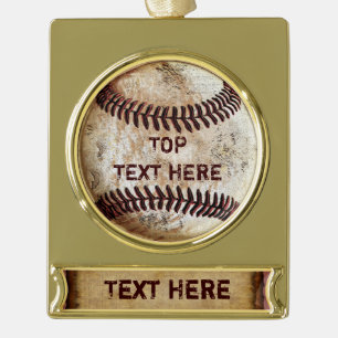 Goldenes Banner Vintage Baseball Ornamente Zwei TE