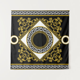 Goldenes Barock: Griechische schwarze Grenze Wandteppich