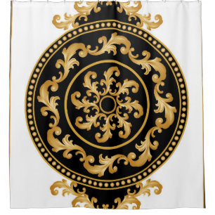 Goldenes Barock, Ketten, schwarze Dekoration Duschvorhang