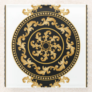 Goldenes Barock, Ketten, schwarze Dekoration Glasuntersetzer