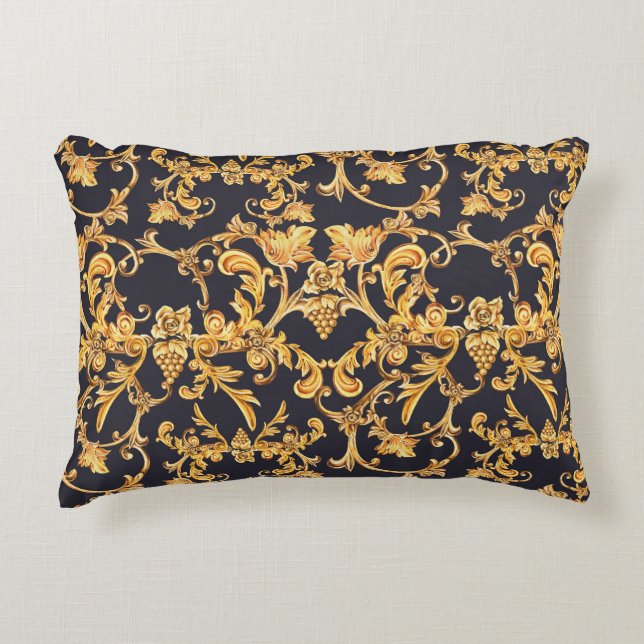 Goldenes Barock, Scroll Verlasse Muster. Dekokissen (Vorderseite)