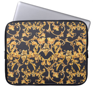 Goldenes Barock, Scroll Verlasse Muster. Laptopschutzhülle