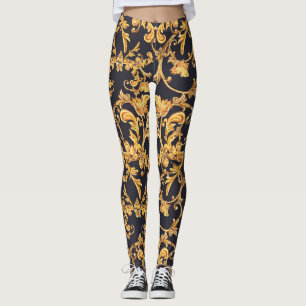 Goldenes Barock, Scroll Verlasse Muster. Leggings