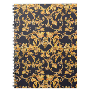 Goldenes Barock, Scroll Verlasse Muster. Notizblock