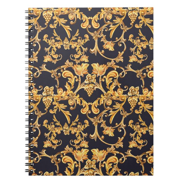 Goldenes Barock, Scroll Verlasse Muster. Notizblock (Vorderseite)