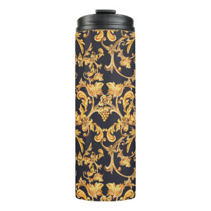 Goldenes Barock, Scroll Verlasse Muster. Thermosbecher