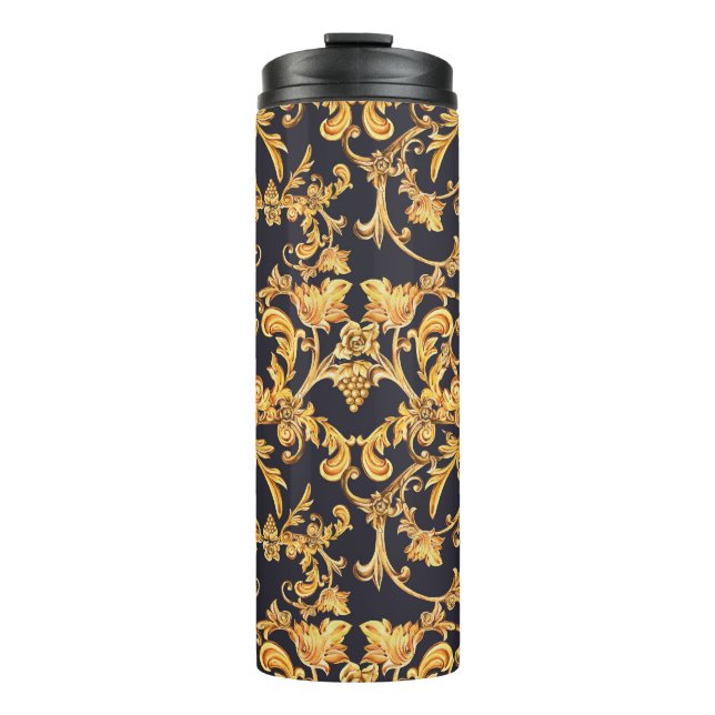 Goldenes Barock, Scroll Verlasse Muster. Thermosbecher (Vorderseite)
