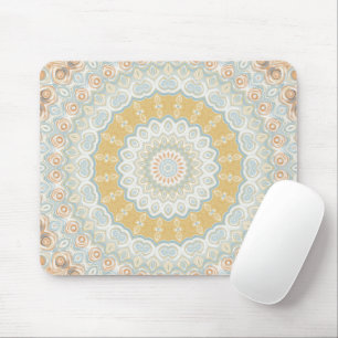 Goldenes Beige und Blaues Mandala-Musterdesign Mousepad