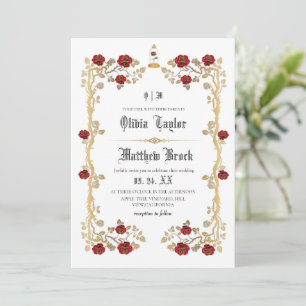 Goldenes Biest & die Schönheit Märchenhochzeit Einladung