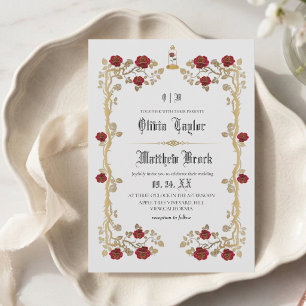 Goldenes Biest & die Schönheit Märchenhochzeit Einladung
