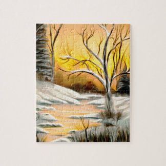 Goldenes Birken-Winter-Trugbild