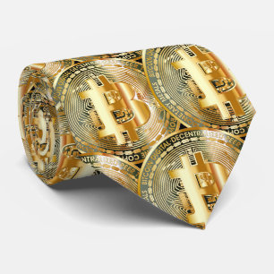 Goldenes Bitcoin Kryptowährung Muster Power  Krawatte