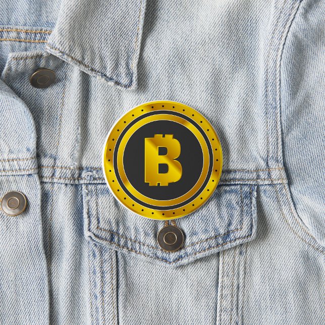 Goldenes Bitcoin-Symbol Digitale Währung Button (Von Creator hochgeladen)