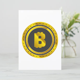 Goldenes Bitcoin-Symbol Digitale Währung Einladung
