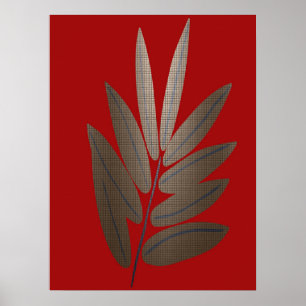 Goldenes Blatt Botanisches Mosaik Feinkunstposter Poster