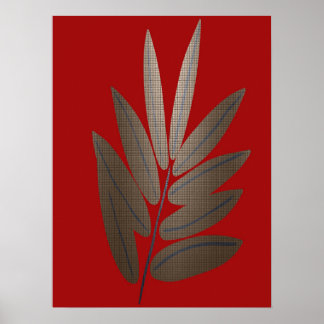 Goldenes Blatt Botanisches Mosaik Feinkunstposter Poster
