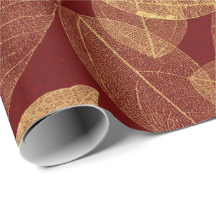 Goldenes Blatt-hochroter kastanienbrauner Geschenkpapier