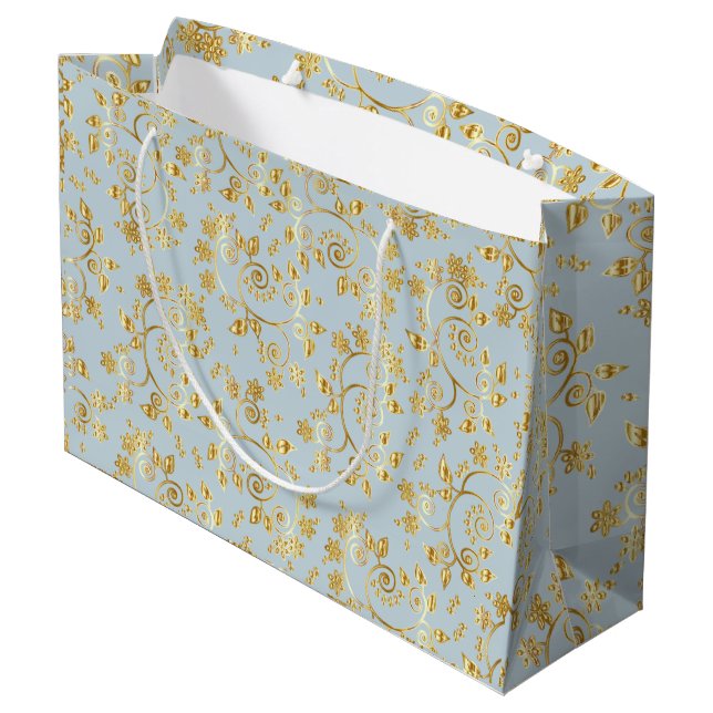 goldenes Blume Große Geschenktüte (Rückseite Schrägansicht)