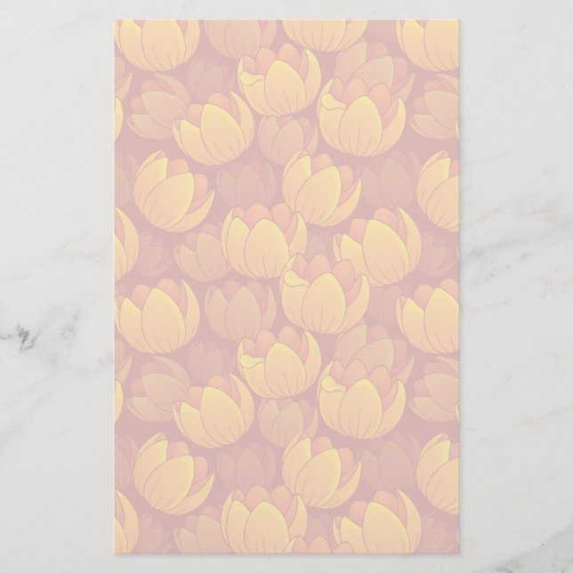 Goldenes Blume-Muster Briefpapier (Vorderseite)
