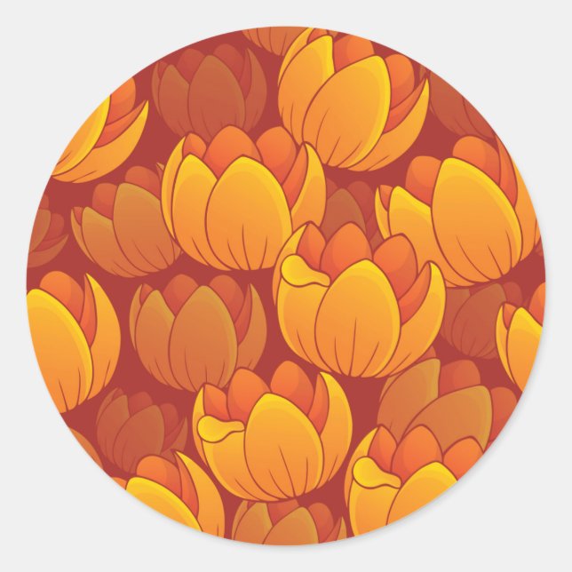 Goldenes Blume-Muster Runder Aufkleber (Vorderseite)