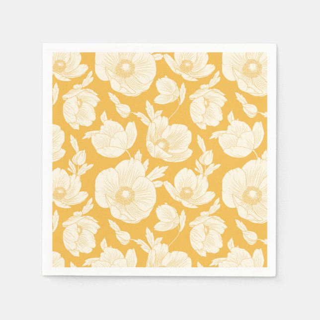 Goldenes Blume-Muster Serviette (Vorderseite)