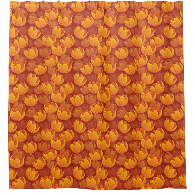 Goldenes Blumen-Muster Duschvorhang (Vorderseite)