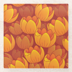 Goldenes Blumen-Muster Glasuntersetzer