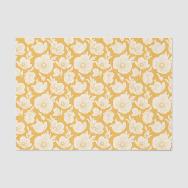Goldenes Blumen-Muster Seidenpapier (Vorderseite)