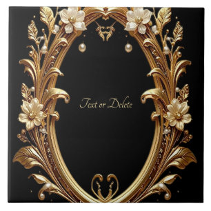 Goldenes Blumen-Ornament-Rahmen Keramikfliese