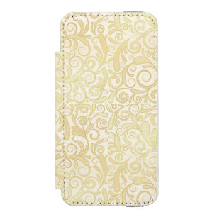 Goldenes Blumenblattmuster Incipio Watson™ iPhone 5 Geldbörsen Hülle
