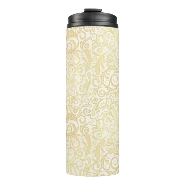 Goldenes Blumenblattmuster Thermosbecher (Vorderseite)