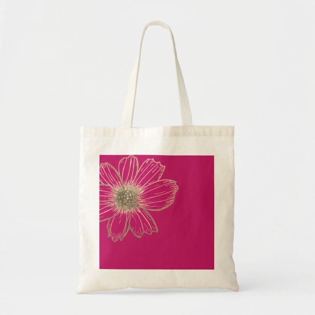 Goldenes Blumendesign Rosa Tragetasche (Vorne)
